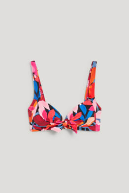 Bikini top with knot detail - padded - LYCRA® - floral