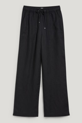 Lněné kalhoty - mid waist - relaxed fit