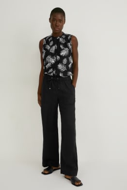 Lněné kalhoty - mid waist - relaxed fit