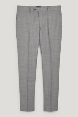 Pantalon de costume en laine vierge - regular fit - à carreaux