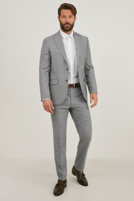 Pantalon de costume en laine vierge - regular fit - à carreaux