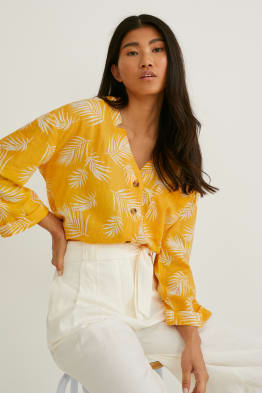 Bluse - Leinen-Mix