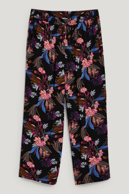 Stoffhose - Mid Waist - Wide Leg - geblümt