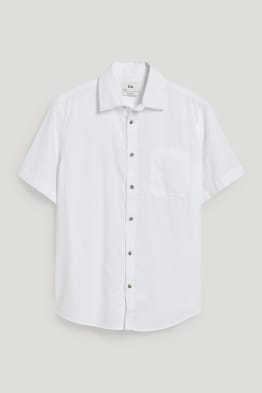 Shirt - regular fit - kent collar - linen blend