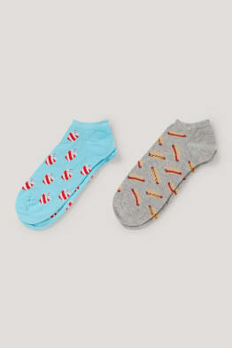 Multipack 2 ks - ponožky do tenisek s motivem - fast food - LYCRA®