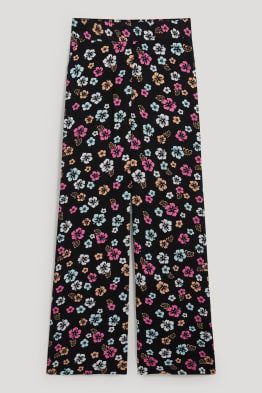 CLOCKHOUSE - plátěné kalhoty - high waist - wide leg - s květinovým vzorem
