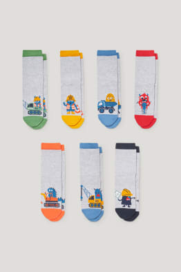 Multipack of 7 - monster - socks with motif