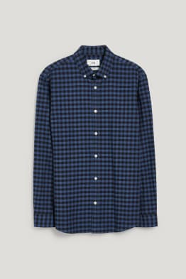 Chemise Oxford - coupe droite - col button-down - à carreaux