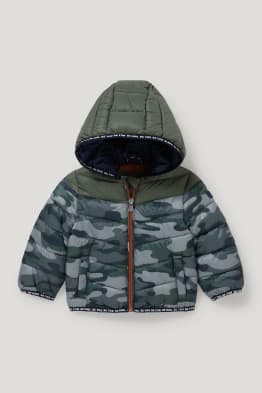 Prošívaná bunda s kapucí pro miminka - z recyklovaného materiálu - se vzorem