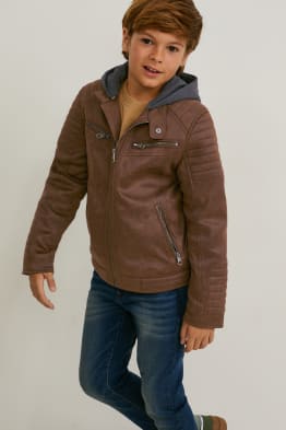 Cazadora biker con capucha - antelina