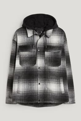 CLOCKHOUSE - shirt jacket with hood - check
