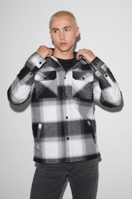 CLOCKHOUSE - sobrecamisa con capucha - look 2 en 1 - de cuadros