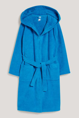 Terry cloth bathrobe with hood - organic cotton