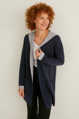 Cardigan tricotat cu glugă - material reciclat