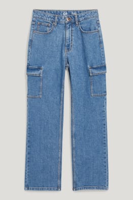 Straight cargo jeans - bumbac organic
