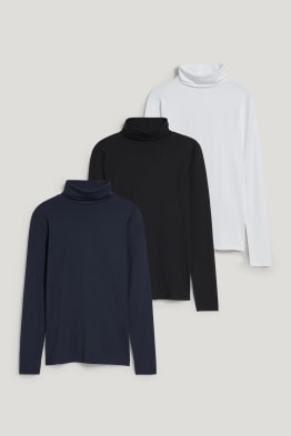 Multipack of 3 - basic polo neck top - organic cotton