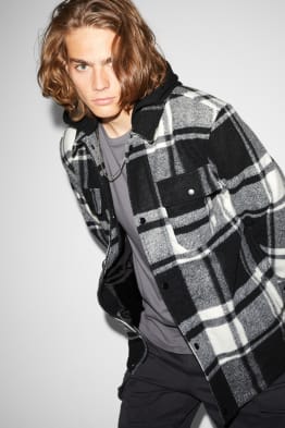 CLOCKHOUSE - sobrecamisa con capucha - de cuadros