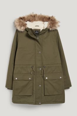 CLOCKHOUSE - parka with hood and faux fur trim