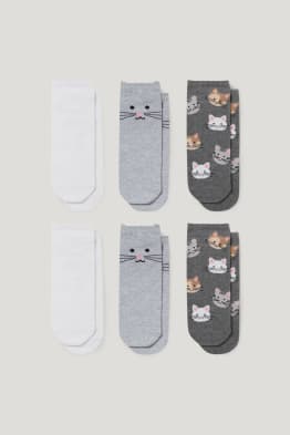 Lot de 4 paires - chaussettes de sport à motif - chat