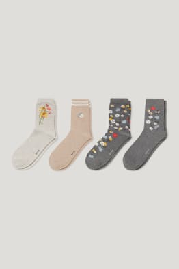 Multipack of 4 - socks with motif - floral - organic cotton