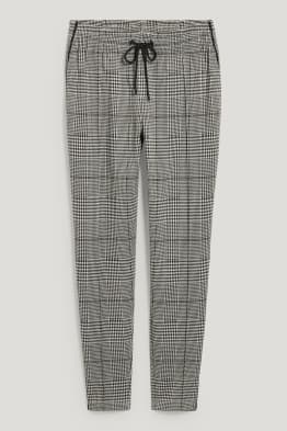 Pantalon en toile - mid-waist - coupe fuselée - à carreaux