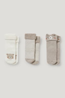 Lot de 3 paires - ours - chaussettes pour bébé à motif - hiver