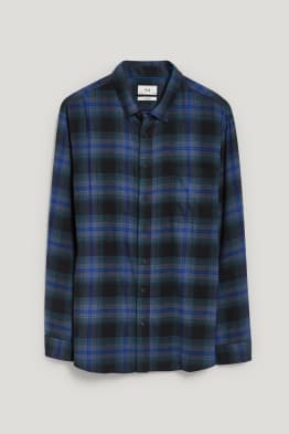 Chemise - coupe droite - col button-down - à carreaux