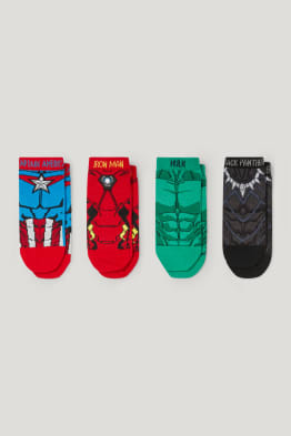 Multipack of 4 - Marvel - trainer socks with motif