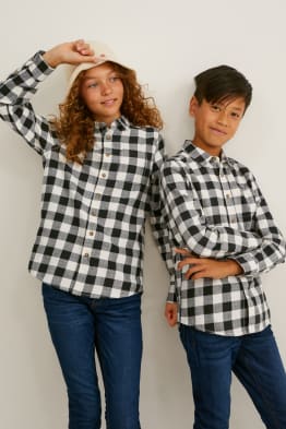 Chemise - genderneutral - coton bio - à carreaux