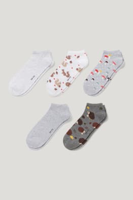 Multipack of 5 - trainer socks with motif - woodland