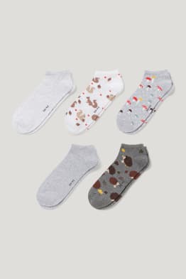 Set van 5 paar - sneakersokken met motief - bos