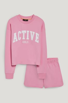 Set - maglia e shorts di felpa - 2 pezzi