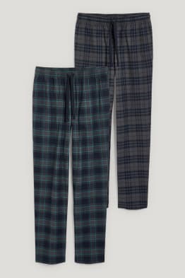 Wielopak, 2 pary - flanelowe spodnie od piżamy - w kratę