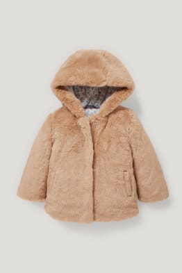 Chaqueta para bebé de pelo sintético con capucha
