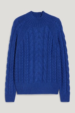 Sweter - materiał z recyklingu - wzór w warkocze