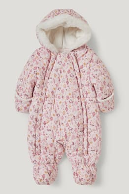 Baby snowsuit with hood - recycled - floral