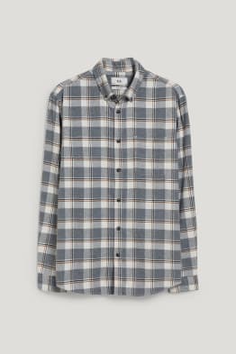 Cămașă flanel - regular fit - guler cu nasturi - în carouri