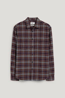 Cămașă din flanel - regular fit - guler Kent - în carouri