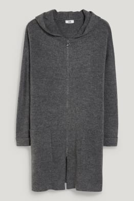 Gilet en maille à capuche
