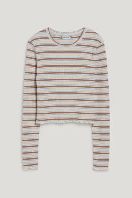 CLOCKHOUSE maglia a maniche lunghe - taglio corto - a righe