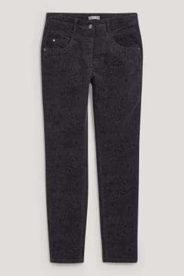 Pantaloni di velluto - vita media - slim fit - LYCRA® - fantasia
