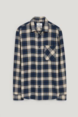 Camicia di flanella - regular fit - collo all'italiana - a quadretti