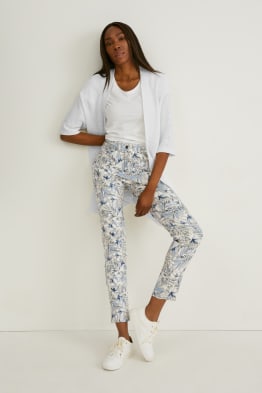 Trousers - mid-rise waist - slim fit - floral