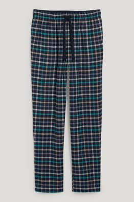 Flanelowe spodnie od piżamy - w kratę