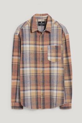 CLOCKHOUSE - camicia di flanella - relaxed fit - collo all'italiana - a quadretti