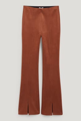 Pantalon - high waist - flared - similisuède