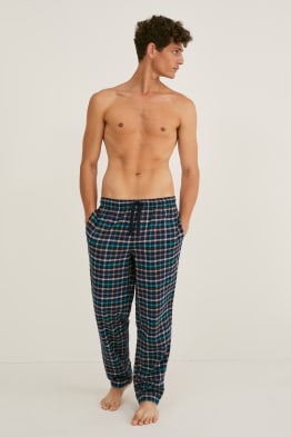 Tekla Flannel Pyjama Pants Gingham Blue  Neighbour