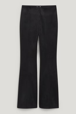 Trousers - high waist - flared - faux suede - recycled