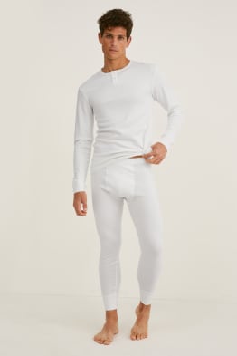Long thermal pants - skinny rib - organic cotton