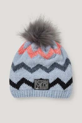 Chenille-Strick-Mütze - gestreift
